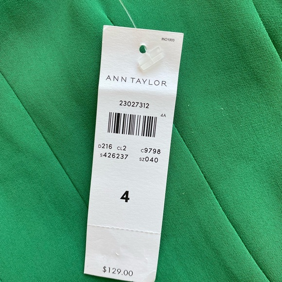 Ann Taylor Sleeveless Solid Green Cross Back Dress, NWT - Picture 7 of 9